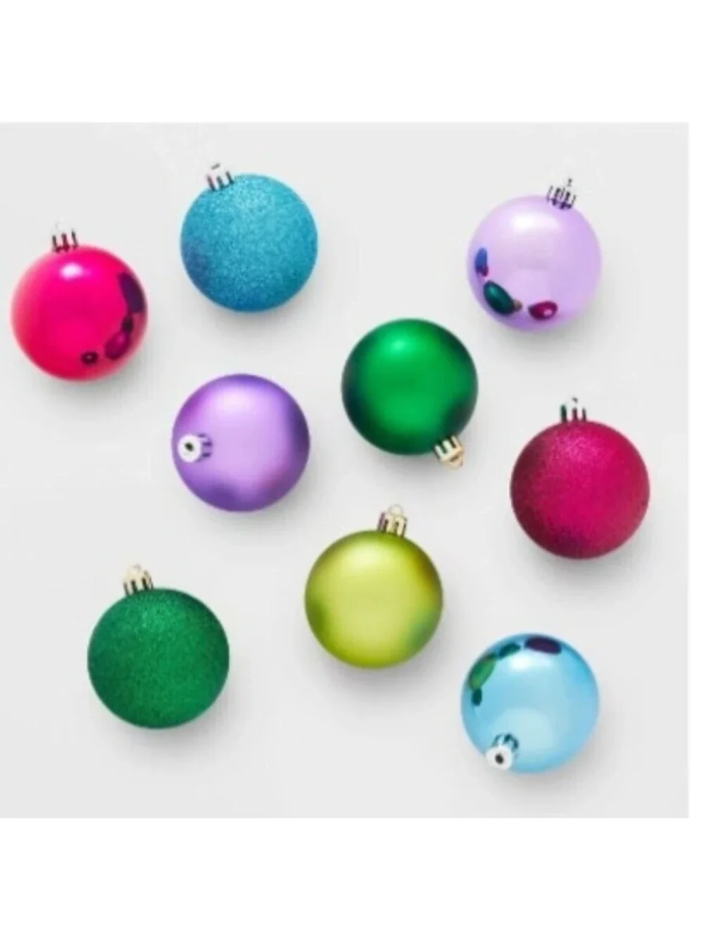 WONDERSHOP LOT OF 250+ MULTICOLOR GLITTER &  TRANSPARENT TREE ORNAMENTS PLASTIC